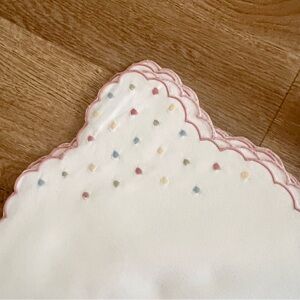 4 PCs Edward Boutross Hand Embroidered Dinner Napkins 18” Pastel Dot Edge NWT‎